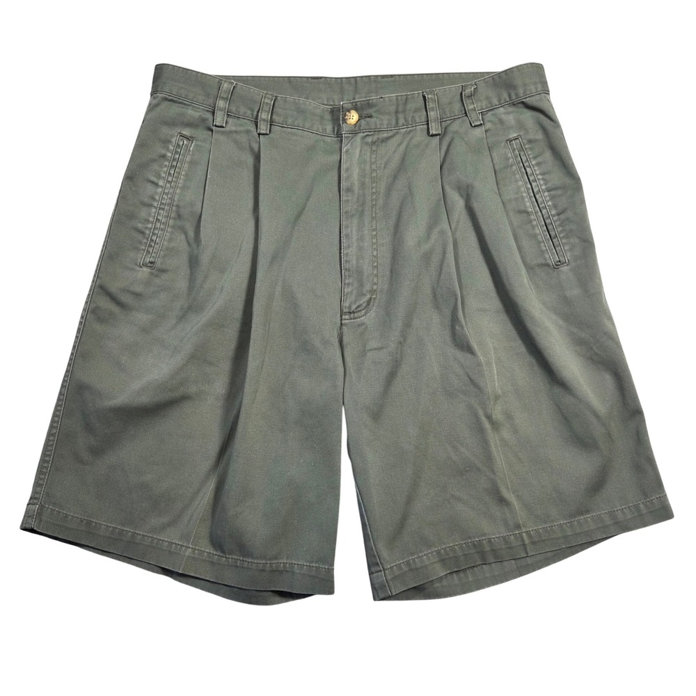 Greg Norman Collection Men's Pleated Golf Shorts Green Waist 36‎ Cotton Preppy